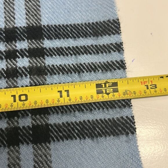 100% Cashmere Unisex Blue Plaid Tassel Winter Scarf 72” by 12.5” - Picture 11 of 12